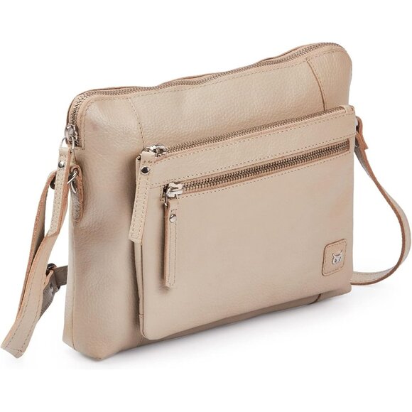 Women Beige Imported Leather Polyester Crossbody Sling Shoulder Crossover Bag - Picture 1 of 6